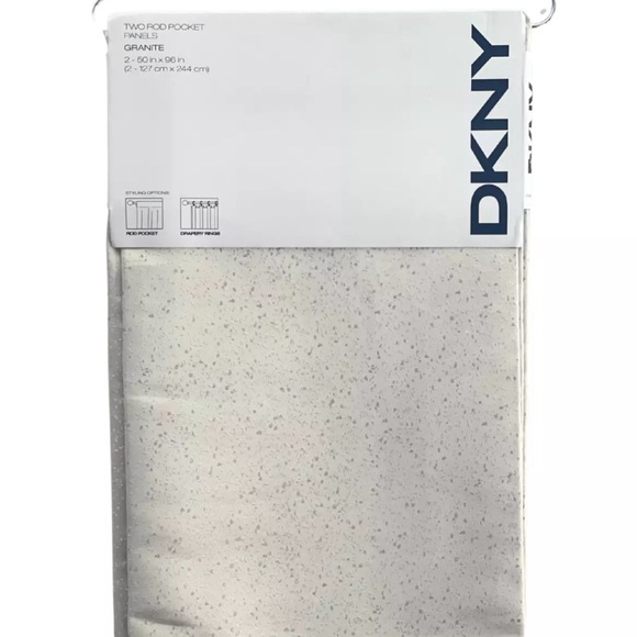 DKNY 50" x 96" Two GRANITE Rod Pocket Designer Window Curtains Panels Drapes NEW - Picture 1 of 3